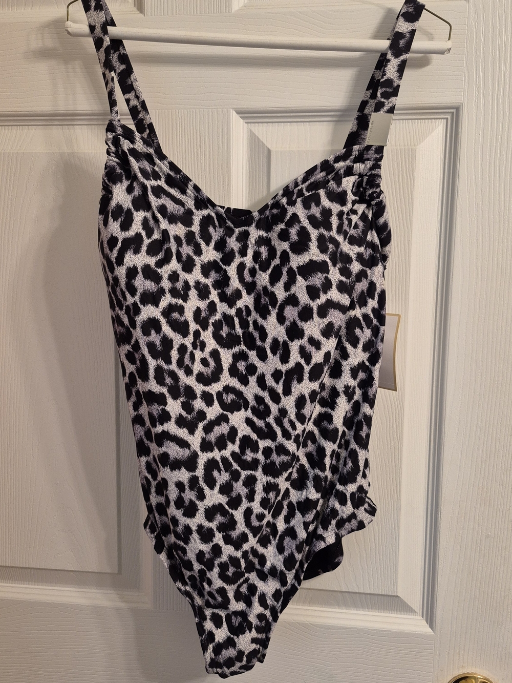 NWT Women's Michael Kors Black and White Leopard Print One-Piece 18W
